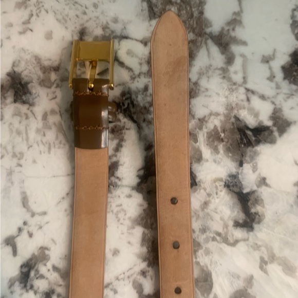 Talbots Genuine Leather Belt - Tan Brown with Gold Buckle - Made in Italy - Picture 4 of 11